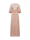 Chloé Robe Longue À Col En V En Crêpe De Satin Femme Rose Taille 40 100% Soie In Clay Pink