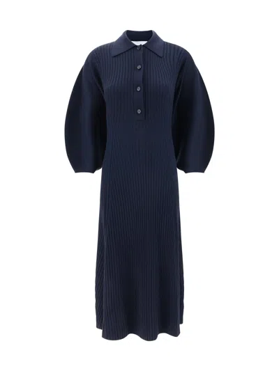 Chloé Polo Midi Dress In Wool In Blue