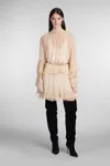 Chloé Silk Mousseline Mini Dress With Ruffle Details In Beige