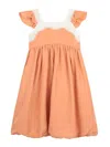 Chloé Silk Mini Dress With Straps For Girls In Orange