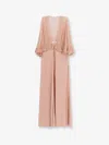 Chloé Robe Longue À Col En V En Crêpe De Satin Femme Rose Taille 40 100% Soie In Pink
