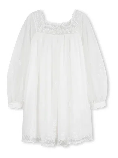 Chloé Kids' Dress With Embroidery In White