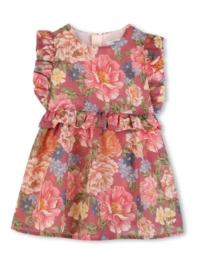 Chloé Kids' Dress With Print In Multi