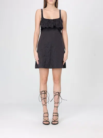 Chloé Mini Dress Without Sleeves In Washed Technical Satin In Black
