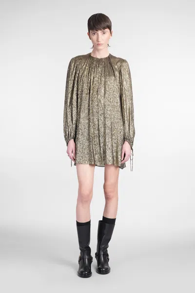 Chloé Dress Woman In Gold Silk In Green