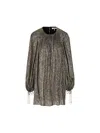 Chloé Balloon-sleeve Metallic Silk Mini Dress