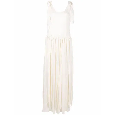 Chloé Off-white Viscose Maxi Dress In Beige