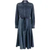 Chloé Belted Denim Shirtdress In Blue