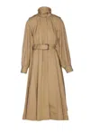 Chloé Long High-neck Belted Gabardine Trench Coat In Brown