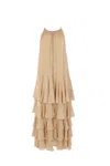 Chloé Silk Georgette Long Dress In Creamy Beige