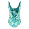 Chloé White And Blue Aqua Flower-print Lycra One-piece Swimsuit In Blue