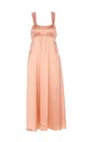 Chloé Sleeveless Shirred Silk Satin Midi Dress In Pink