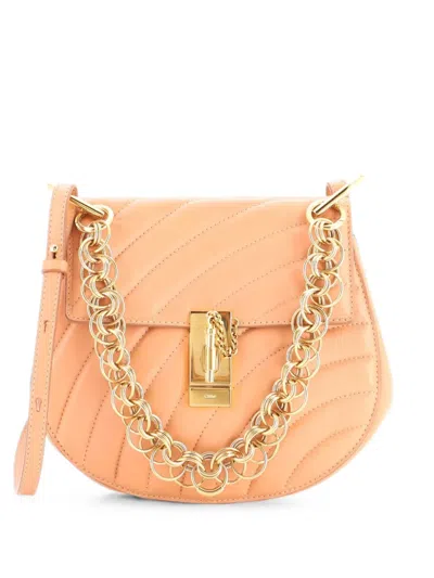 Pre-owned Chloé Drew Bijou Quilted Leather Small Crossbody Bag In Neutrals
