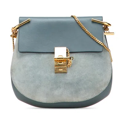 Pre-owned Chloé Drew Blue Leather Suede Shoulder Bag ()