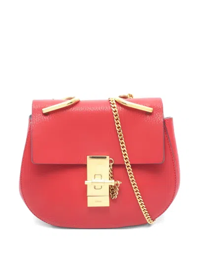 Pre-owned Chloé Drew Chain Leather Mini Bag In Red