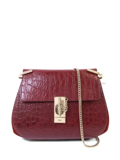 Pre-owned Chloé Drew Croc-effect Shoulder Bag In Red