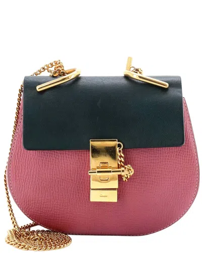 Chloé Drew Crossbody Bag Leather Mini (authentic Pre-loved) In Pink