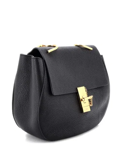 Pre-owned Chloé Drew Leather Medium Crossbody Bag In Black