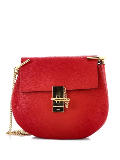 Pre-owned Chloé Drew Leather Medium Crossbody Bag In Red