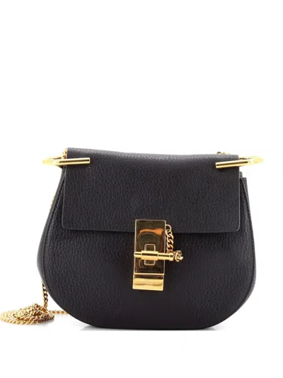 Pre-owned Chloé Drew Leather Mini Crossbody Bag In Black