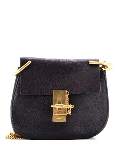 Pre-owned Chloé Drew Leather Mini Crossbody Bag In Black