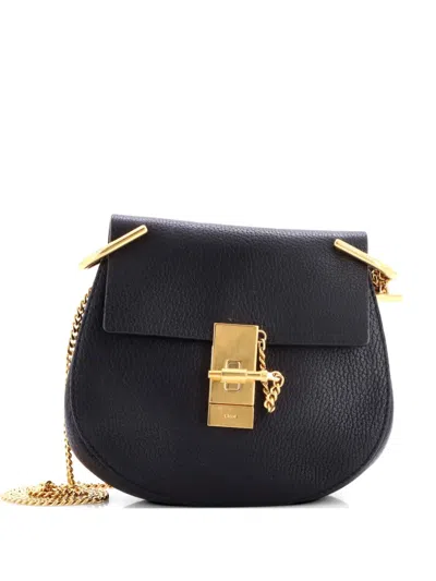 Pre-owned Chloé Drew Leather Mini Crossbody Bag In Black