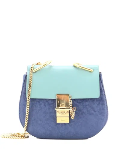 Pre-owned Chloé Drew Leather Mini Crossbody Bag In Blue