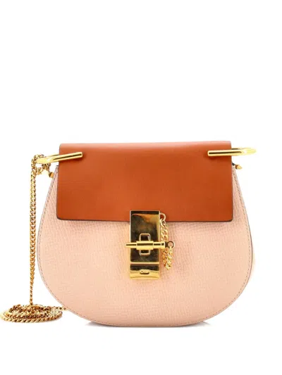 Pre-owned Chloé Drew Leather Mini Crossbody Bag In Neutral