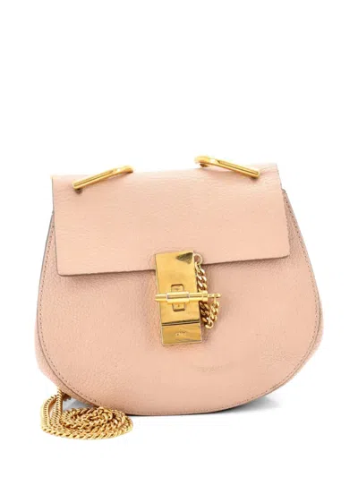 Pre-owned Chloé Drew Leather Mini Crossbody Bag In Neutral