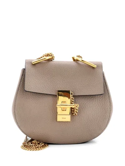 Pre-owned Chloé Drew Leather Mini Crossbody Bag In Neutral