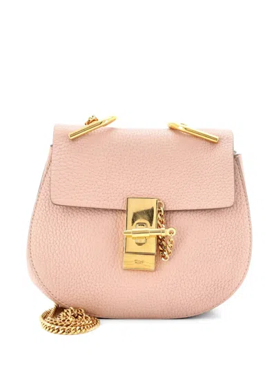 Pre-owned Chloé Drew Leather Mini Crossbody Bag In Pink
