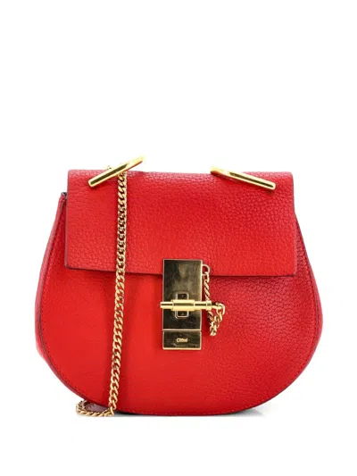 Pre-owned Chloé Drew Leather Mini Crossbody Bag In Red