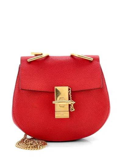 Pre-owned Chloé Drew Leather Mini Crossbody Bag In Red