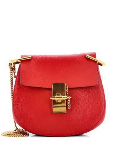Pre-owned Chloé Drew Leather Mini Crossbody Bag In Red