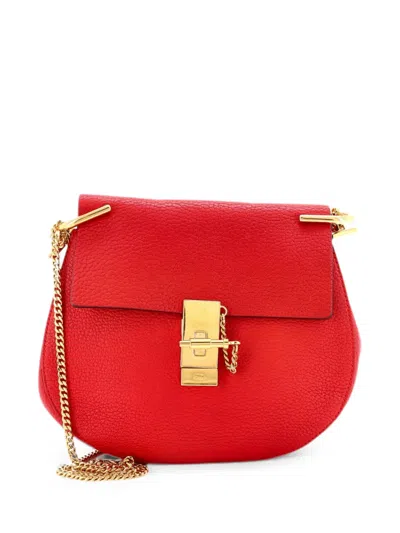 Pre-owned Chloé Drew Leather Small Crossbody Bag In Red