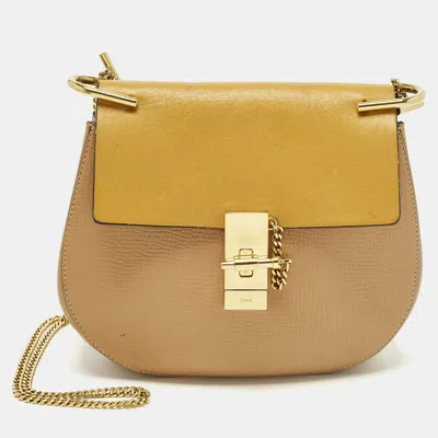 Pre-owned Chloé Drew Medium Brown/yellow Leather Shoulder Bag