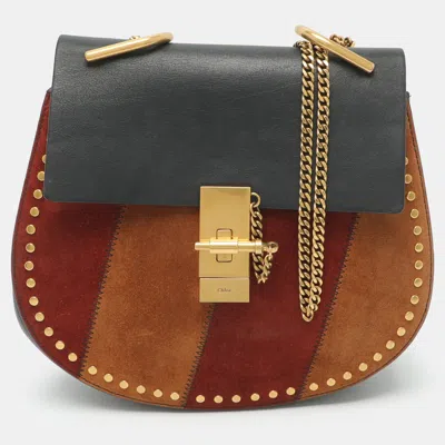 Pre-owned Chloé Drew Patchwork Medium Multicolor Leather And Suede Shoulder Bag