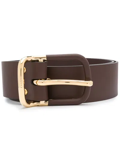 Chloé Calf Leather Buckle Belt In Brown