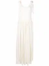 Chloé Drop-waist Knotted Crepe Maxi Dress In Neutral