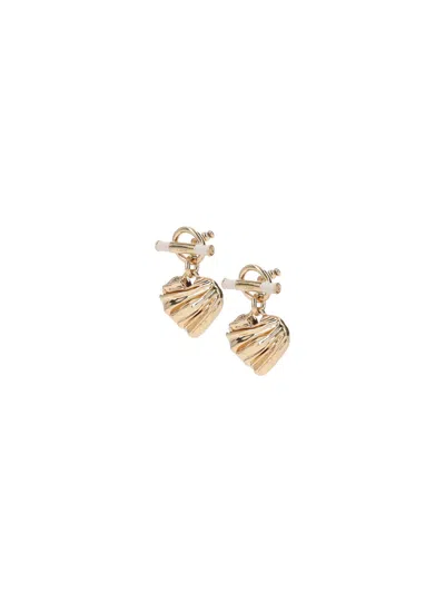 Chloé Heart Drop Textured Design Earrings In Gold