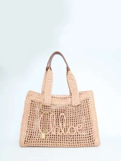 Chloé Raffia Buffalo Leather Summer Banana In Neutral