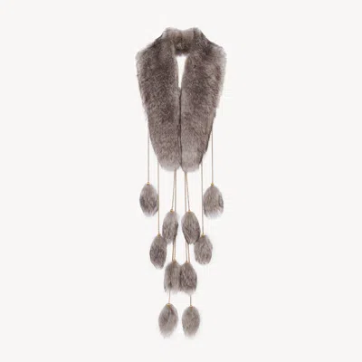 Chloé Embellished Shearling Scarf In Brown
