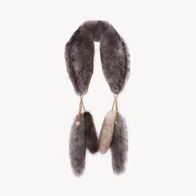 Chloé Écharpe Treasure Tails En Shearling In Brown