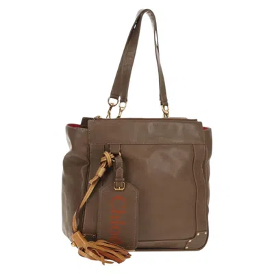 Pre-owned Chloé Chloe Eden Tote Bag Leather Beige Leather Tote Bag Bag () In Sand