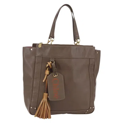 Pre-owned Chloé Chloe Eden Tote Bag Leather Brown Leather Tote Bag Bag ()