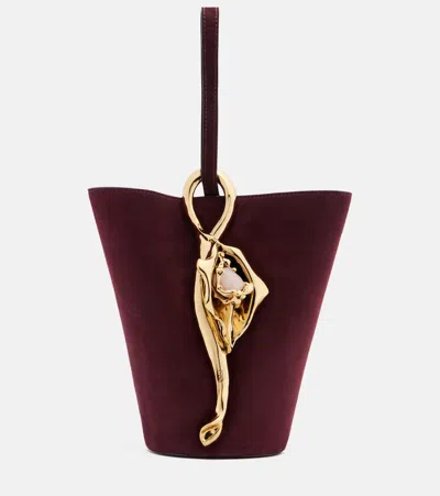 Chloé Eden Treasures Small Suede Bucket Bag In Burgundy