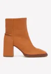 Chloé Edith 80 Ankle Boots In Calf Leather In Brown