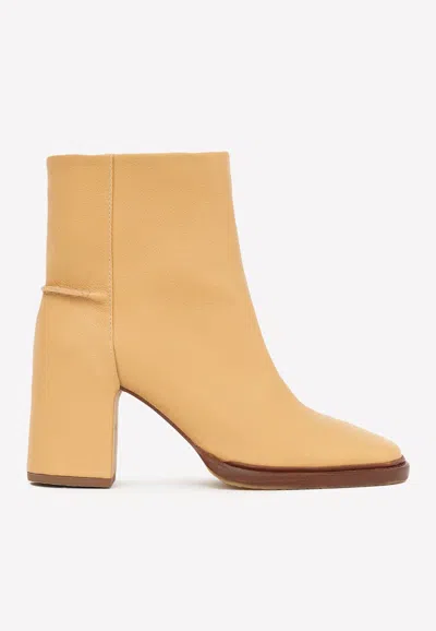Chloé Edith 80 Ankle Boots In Calf Leather In Tan