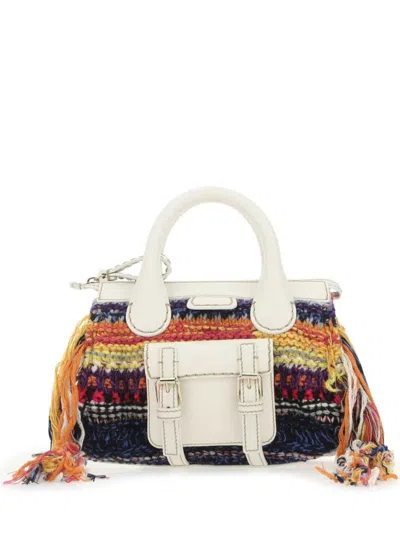 Chloé Multicolor Leather And Cashmere Medium Edith Handbag In White