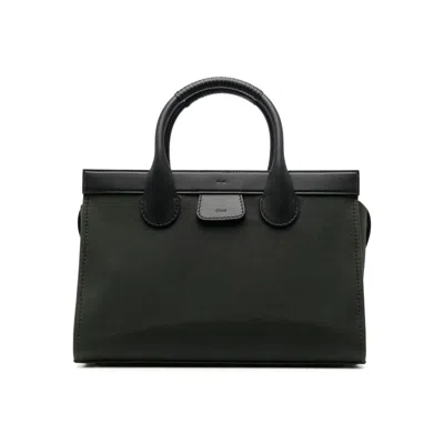 Chloé Embossed-logo Cotton Tote Bag In Black